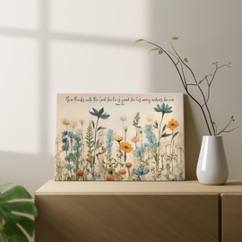 IOZNGN Christian Floral Scripture Canvas Wall Art (Floral Scripture, 24x36in)