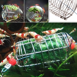 Joocyee Stainless Steel Dry Spinach Feeder Cage Aquarium Aquarium Shrimp Bait Feeder, Aquarium Shrimp Cylindrical Stainless Steel Feed Cage, As Pictured