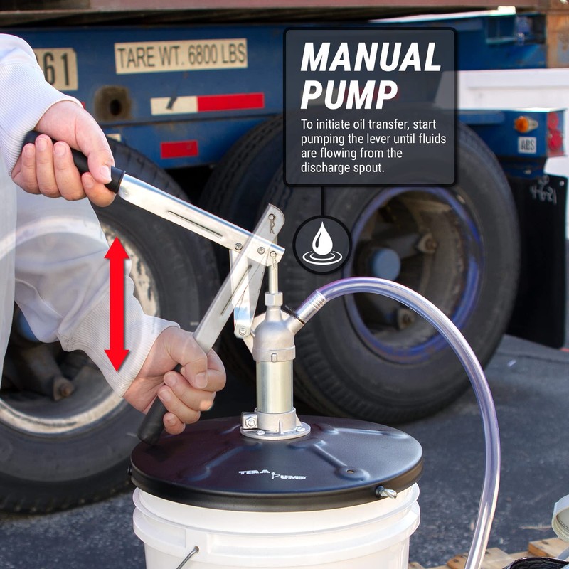 TERA PUMP Hand Pump for 5 Gallon Buckets/Heavy Oil Pump/Water-Resistant