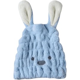 Hair Cap, Dry Cap, Towel Cap, Absorbent Towel, Adult Children, Shower, Absorbent, Quick Drying, Microfiber Bath, Hat, Long Hair, Dry Hair (Blue)