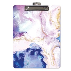 Fashion Clipboard, Abstract Art Design, Standard A4 Letter Size, 12.5" x 9", Wooden Clipboard, Low Profile Clip, Decorative Clipboard, by Better Office Products (Blue-Purple)