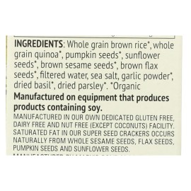 UD_Mary's Gone Crackers Super Seed-Basil$ Garlic Case 6 5.5 oz Kosher Baked Fried Dried Grain Snacks Soft Texture Salty Bags