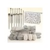 Kit De Herramientas De Maquillaje Con Brochas Y Esponjas Gris