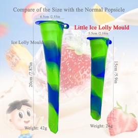 6 Pieces Small Ice Lolly Moulds with Lids Snap On 15 x 5.5 cm, Kitchen Ice Molds, Flexible and Durable, Reusable, Easy to Clean, Colored Popsicles for Kids (Color)