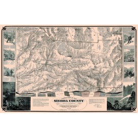 MAPS OF THE PAST Historic County Map - Sierra County California - Hendel 1874-35.88 x 23 - Vintage Wall Art
