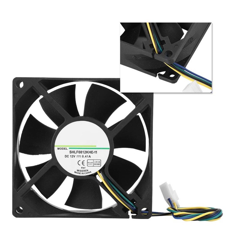 80mm PWM Case Fan, DC12V 0.41A 4 Pin 4000RPM Temperature