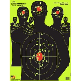 Splatterburst Targets - 18 x 24 inch - Triple Silhouette Splatter Target - Easily See Your Shots Burst Bright Fluorescent Yellow Upon Impact - Made in USA (25 Pack)