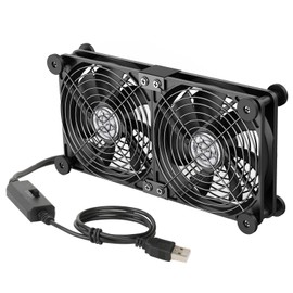 ELUTENG USB Fan, 5.5 inches (14 cm), 2-Unit, Quiet, USB Cooling Fan, with Anti-Vibration Rubber Feet, 3 Levels of Wind Speed Adjustment, Thin, USB Cooling Fan, Long Life, 5 V, 2-Unit, 1500 RPM Cooling