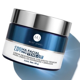 MIST JEWEL Crema TENS-UP Facial con Postbióticos marinos, Ácido Hialurónico, Caviar Verde y Q10 | Crema tensora efecto lifting e hidratante de cuidado facial para uso de día y noche skin care hombre y mujer. Todo tipo de piel 50g