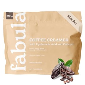 Fabula Collagen Creamer for Coffee with Hyaluronic Acid, MCT Oil and Organic Coconut Milk, Mocha Flavored, Non Dairy, Sugar Free Creamer, 8.5 Oz