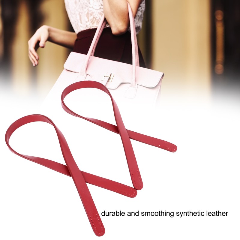 2Pcs Leather Bag Handles 25.6in Long 0.7in Wide Synthetic Leather