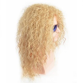 BERON 80s Wig Golden Blonde Wig Men Long Curly Wig 90s Male Wig Punk Mullet Wig Rocker Wig Cosplay Costume Wig (Golden Blonde)