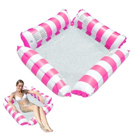 CUVZORA Air Mattress Pool, 4-in-1 Water Toy, Water Hammock, Water Hammock, Swimming Chair for Pool, Pool Toy, for Beach, Pool and Lake (Striped Powder)