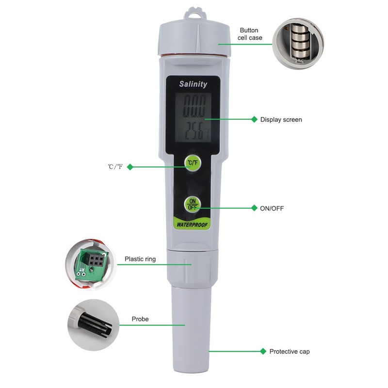 Salinity Meter Digital PenType Salinity Tester for Seawater Salt Water