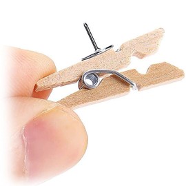 Pack of 50 push pin clips, wooden pegs with pins, pins with wooden clips, push pins, wooden clips, wooden drawing pins, wood for cork boards, notice board, photo wall