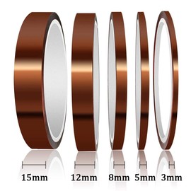 beihuazi® 5 x Kapton Tape Heat Resistant Tape Polyimide Film Tape up to 300°C Heat Class 33 M (3 mm, 5 mm, 8 mm, 12 mm, 15 mm)