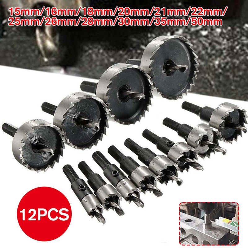 12PCS HSS Drill Bit Hole Saw Tooth Set Stainless Steel