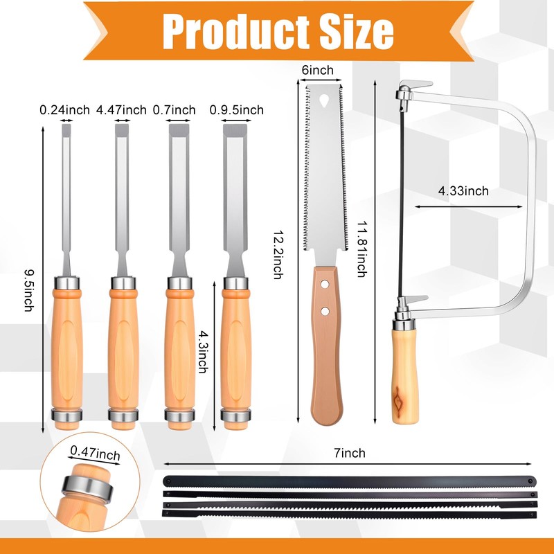 Lanties 6 Pcs Professional Woodworking Tools Set 4 Piece Wood