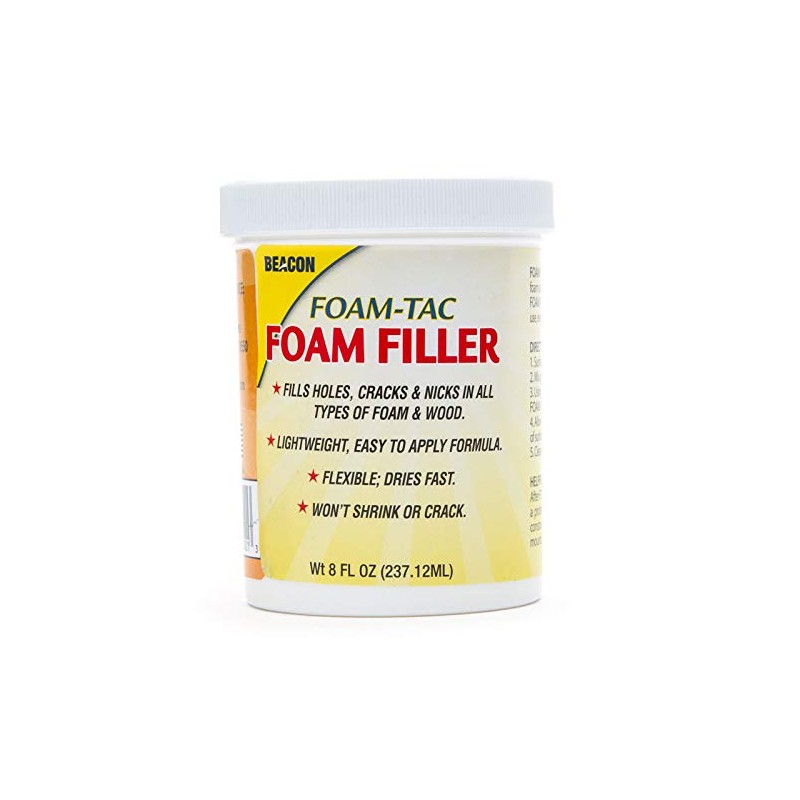 Beacon Foam-Tac Clear Foam Filler Paste, 8-Ounce, 12-Pack