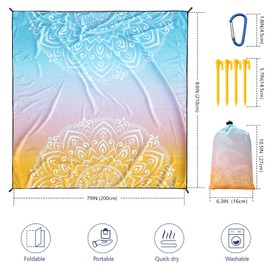 AISPARKY Beach Blanket Waterproof Sandproof Oversized 79" X 83" Lightweight Quick Drying Outdoor Vacation Essentials Picnic Mat for Camping,Travel,Hiking