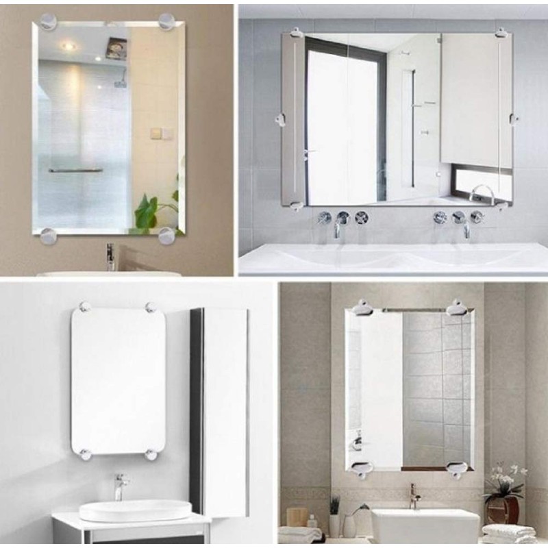 [4 Pieces] Adjustable Rimless Rectangle Glass Shelf Holder Heavy Duty