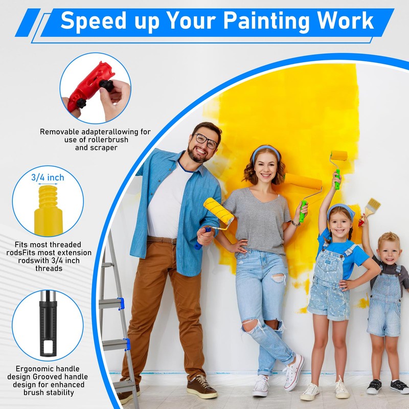 Multi-Angle Paint Roller Extension Pole Holder, Paint Brush Extender Holder