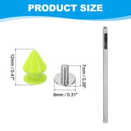 PATIKIL 12mm Studs for Clothing, 24 Sets Spikes for Clothes Studs and Spikes Leather Rivets Metal Cone Punk Spikes Screw Posts with Hole Puncher for Leather Jacket Fabric, Light Green