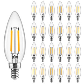 Hizashi E12 Candelabra Light Bulbs 40 Watt Equivalent, E12 LED Bulb Chandelier Light Bulbs 2700K Soft White, Dimmable LED Candelabra Bulbs, B10, 90+CRI, 4W, 450LM, UL Listed, 24 Pack