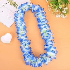 LAYSERI 4 pcs Thickened Hawaiian Leis, Perfect Luau Party Supplies for Summer Beach Vacations, Essential Party Decorations for Birthday, Graduation, and Wedding Celebrations (4, Blue)
