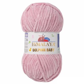 Himalaya Dolphin Baby Wool Yarn, Cotton Knitting Wool for Knitting, Crochet, Super Bulky Chenille Yarn, Wool, Knitting Yarn, 100 g, 120 m Polyester Elomnia (80349 Dusky Pink)