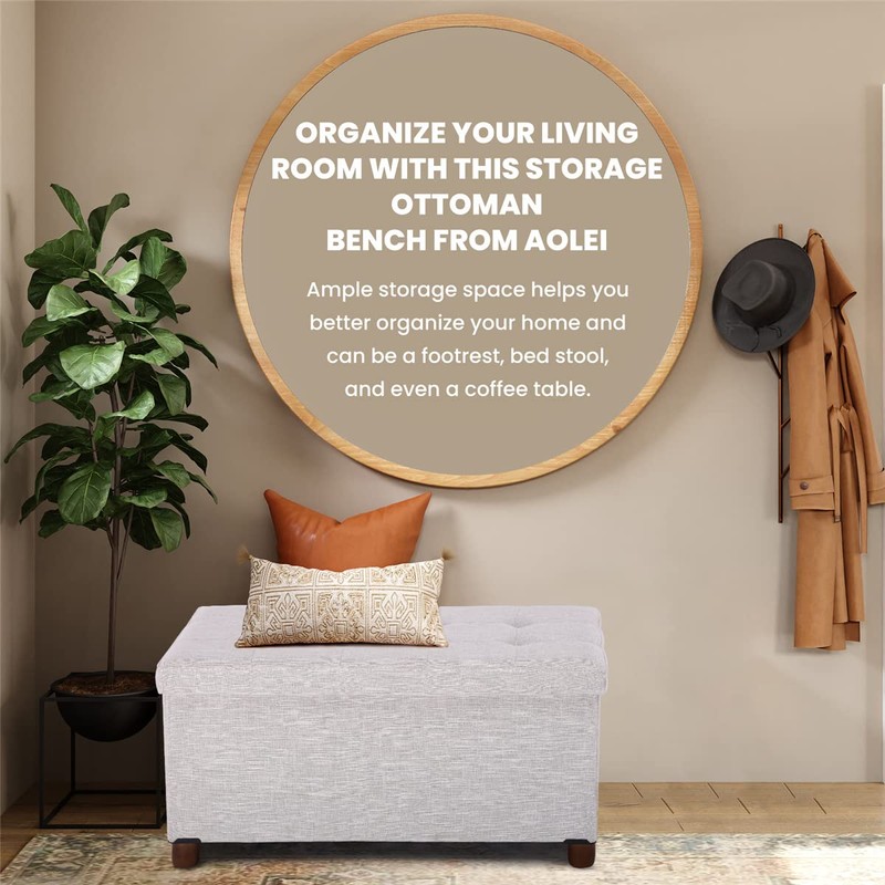 Ao Lei 30 Inches Storage Ottoman Bench, Storage Bench with
