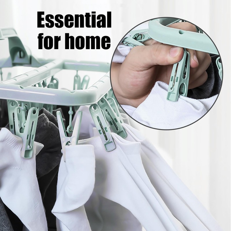 1 Foldable Hanging Sock Clothes Peg (including 32 Pegs) with