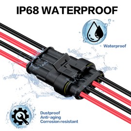 Lesnlok 4 Pin Connector Waterproof, 16 AWG 4 Wire Automotive Electrical Connector with Heat Shrink Tubing, Automotive Truck, Marine Wire Connection, 6 Sets (16 AWG-4 Pin, 6)
