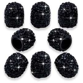 MEAJOO 8PCS Bling Crystal Diamond Tire Stem Valve Caps, Dustproof Car Wheel Tire Valve Caps Universal Tire Valve Stem Covers for Cars, SUV, Trucks, Bikes, Motorcycles, Bicycles (Black)