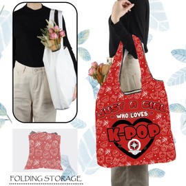 TOBGBE Korean Sk-ds Merch Ski-s Cartoon Character Foldable Reusable Grocery Bags B-ys Group Gifts Korean-Pop Fans Groceries (Who Love Sk-ds F TE)