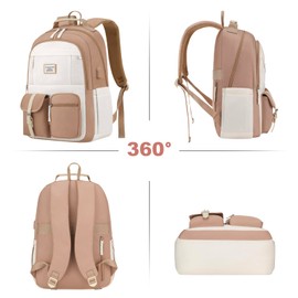 School Backpack BookBag for Teen Girl: 15.6 Inch Cute Laptop Backpacks for Middle High School Casual College Back Packs with USB Charging Port Aesthetic Daypack Travel Book Bag for Kids Students Women