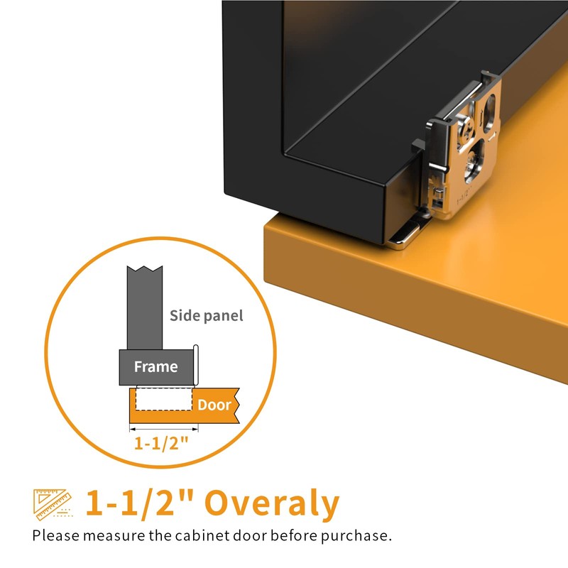 Chibery 6 Pack 1-1/2" Overlay 3D Soft Close Concealed Hinge
