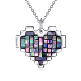 YFN Abalone Shell Necklace Sterling Silver Heart Pendant Fashion Jewellery Gift for Women Girls