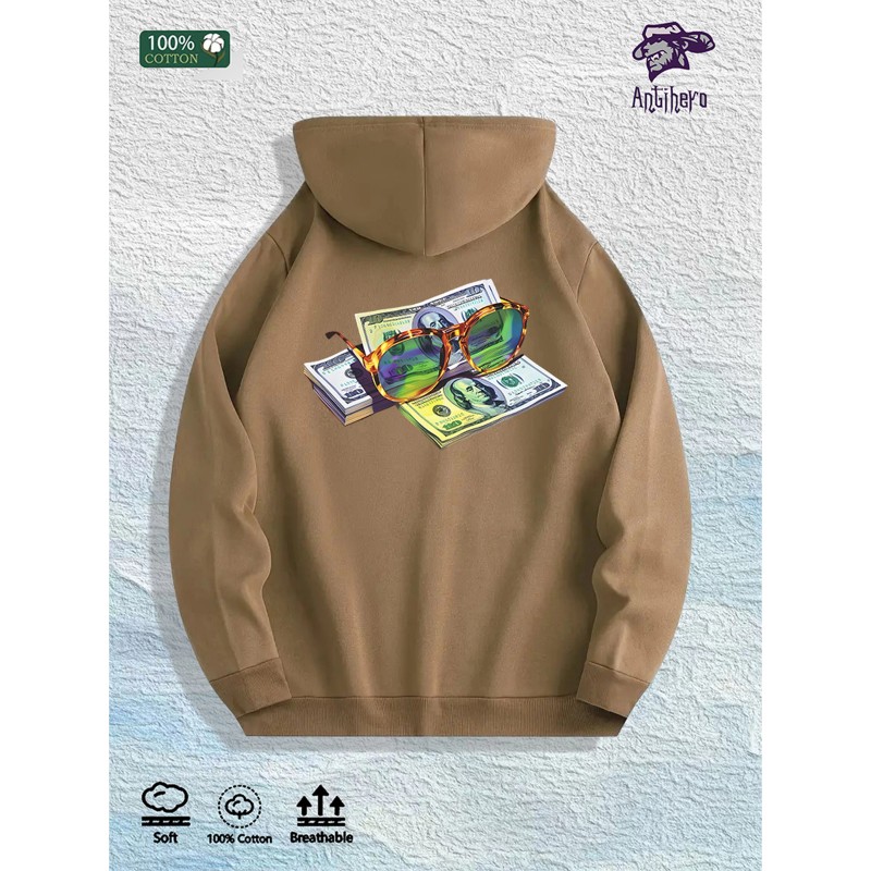Money & Shades Graphic Hoodie 100% Cotton US Warehouse 7
