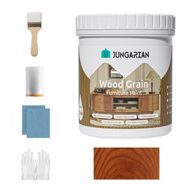 Jungarian Wood Grain Furniture Paint 17.6oz with Tools - All-in-One No Need Prime No Need Varnish - Water-based & Low Odor - Outdoor & Indoor Wood Paint for Furniture and More - Golden Mahogany