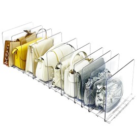 VERONLY 2 Pack Purse Organizer for Closet, 10 Layers Clear Shelf Dividers, Adjustable Purse Handbag Wallet Bag Divider for Closets, Bookshelf, Bedroom,Dorm（Transparent）