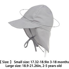 MUNSKT Baby Sun Hat,Kids Summer Sunhat,with Adjustable Chin Strap & Neck Flap, UPF 50+ UV Protection, Breathable Quick-Dry Mesh for Toddlers (UK, Alpha, S, Grey)