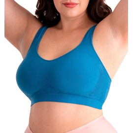 SHAPERMINT Daily Comfort Wireless Bras for Women Full Support - Seamless Plus Size Bra, Bralette for Women Full Support Atlantic Blue