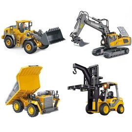 (Akeleo)Remote Control Excavator Toy Set 2.4GHz 680, ideal gift for children, durable metal structure - Remote Control 11-channel remote control loader, excavator, dump truck, bulldozer, alloy plastic engineering:_Excavator +Forklift+Dump Truck+loader Truck
