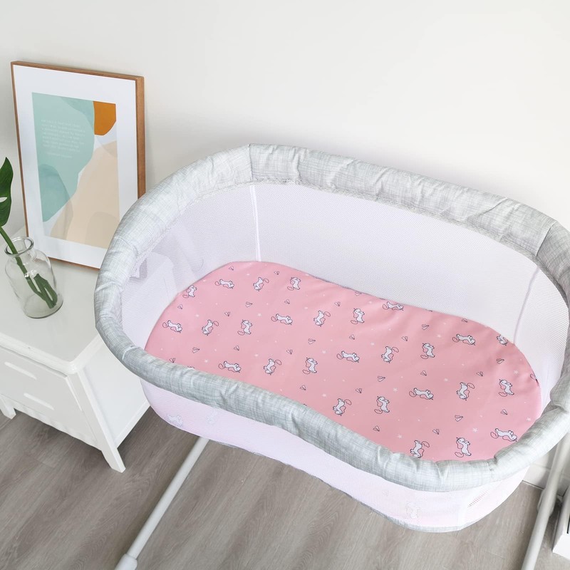 Bassinet Fitted Sheet(33" x 20"), Bassinet Sheets 4 Pack, Compatible