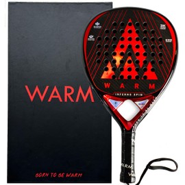 Warm Inferno Spin Teardrop Padel Racket – 3K Carbon Fiber Face, EVA Core for Balanced Control & Power, 3D Spin Texture | Includes 2 Premium Overgrips