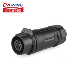 CNLINKO LP-12 IP68 Industrial Waterproof Connector Quick Plug Circular Connector PBT Plastic Shell Aviation Connector M12 2-8 Pin Male Plug and Female Plug (4 Pin)