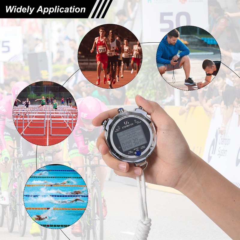 PATIKIL Digital Stopwatch Metal Waterproof Stop for Sport Watch Timer