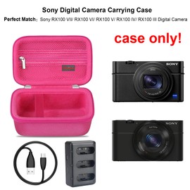 Elonbo Camera Carrying Case for Sony RX100 VII/ RX100 VI/ RX100 V/ RX100 IV/ RX100 III Compact Digital Camera, Vlogging Camera Travel Bag, Video Streaming Camera Storage Holder. Raspberry, L87M-08