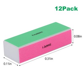 12 Pieces 4 Way Nail Buffer Block, Nail Shine Buffers Blocks Files for Natural and Acrylic Nails Smoother Buffing Block, 120/240/600/3000 Grit for Buffing Shinning